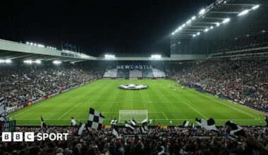 A general view of St James' Park before Newcastle United's game against Athletic Club in the Champions League on 5 November, 2025