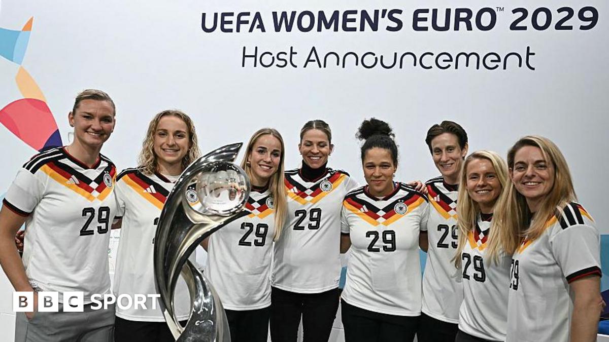 Germany players at the 2029 Women's European Championship announcement