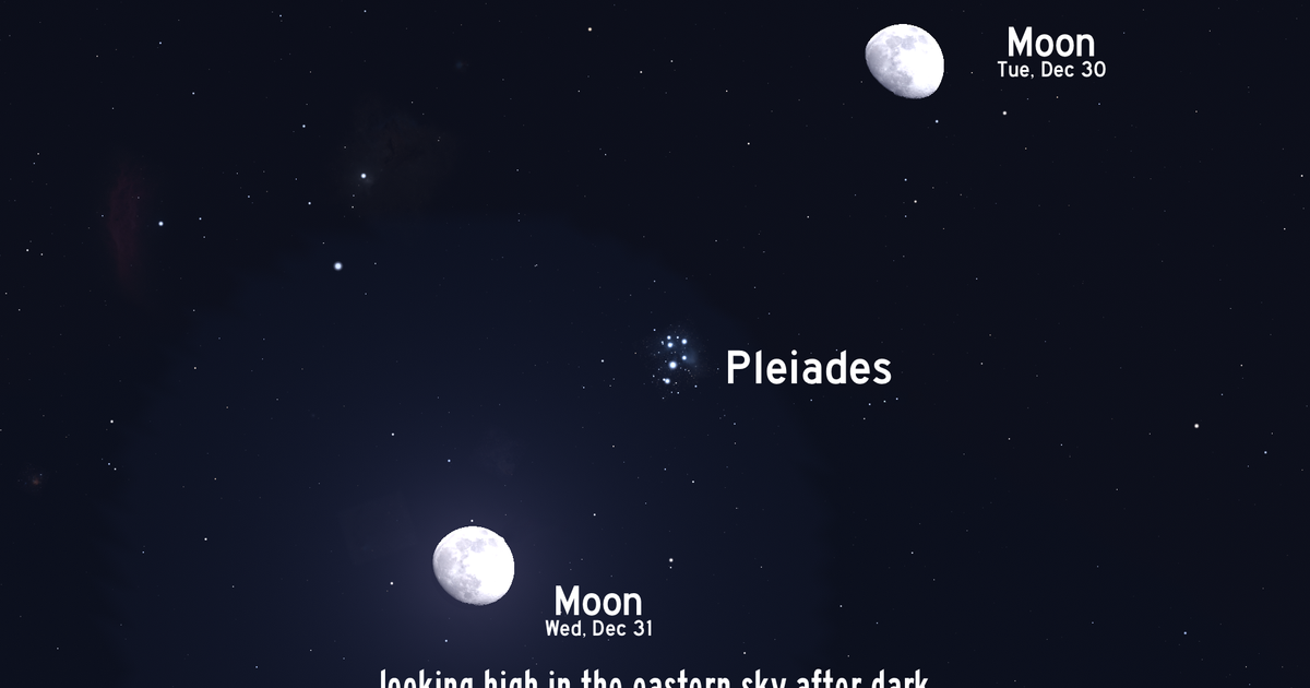The nearly full moon shows the way to the Pleiades on New Years Eve :: WRAL.com