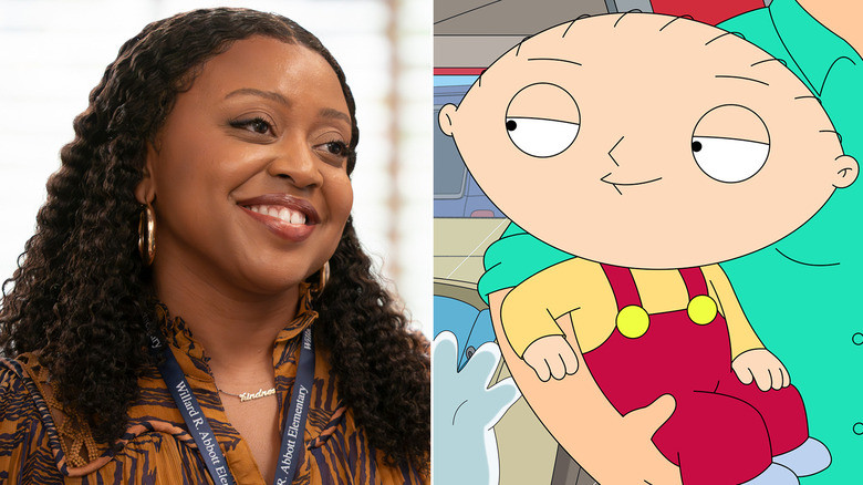 Quinta Brunson on ABC's Abbott Elementary meets Stewie Griffin on Fox's Family Guy