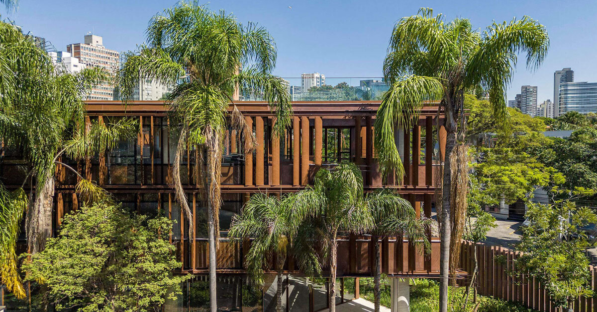 corten steel brise-soleils shield office building by perkins&will in são paulo