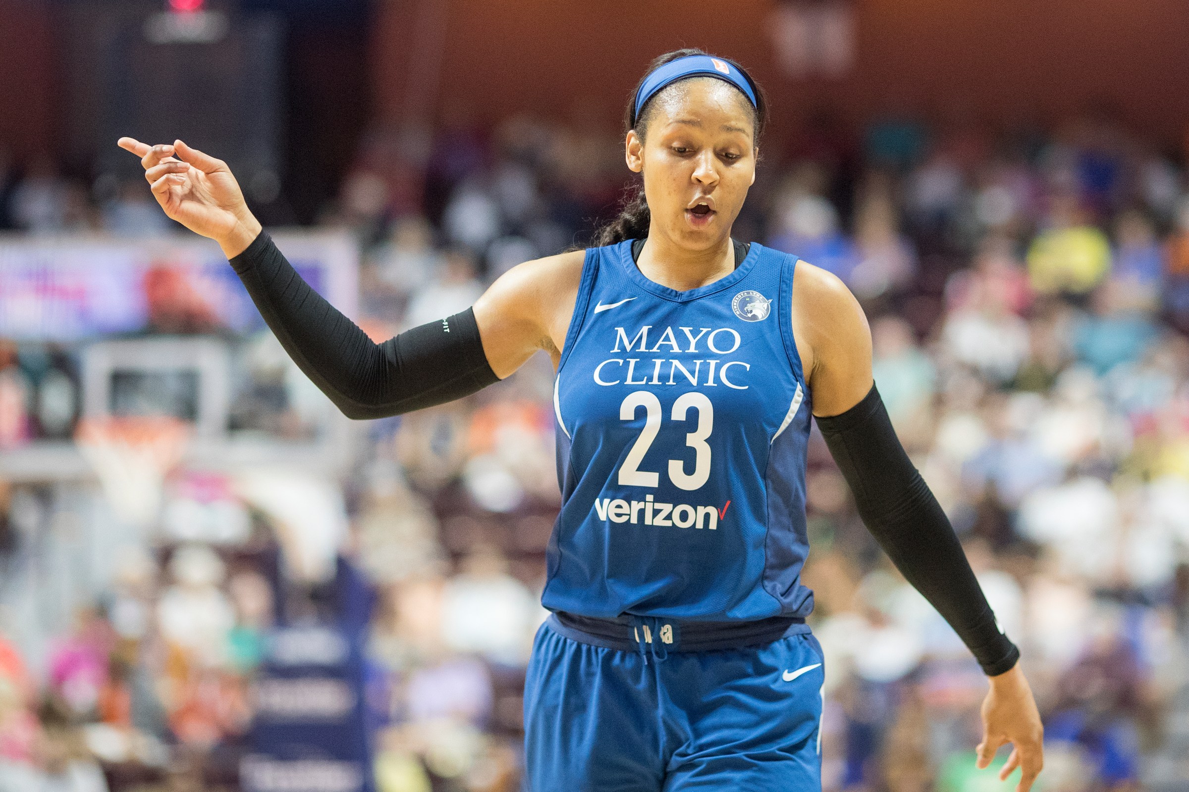 Commercial logos dominating WNBA jerseys is far from a new problem, evidenced by the old Minnesota Lynx Mayo Clinc-sponsored jersey worn by Maya Moore.