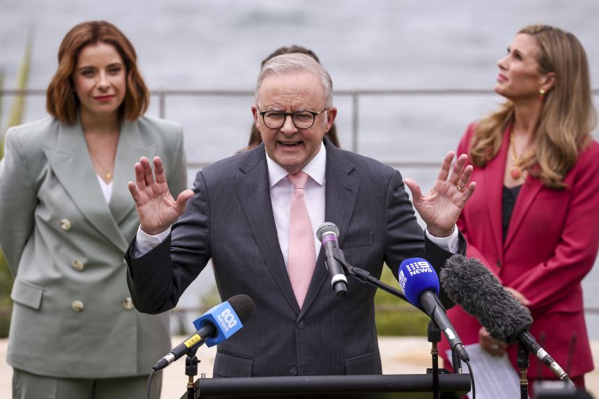 Australia's Prime Minister Anthony Albanese speaks during an official function to mark the start of Australia's social media reform at Kirrilbilli House in Sydney on December 10, 2025.