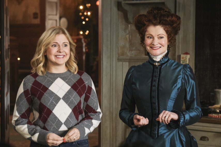 Rose McIver and Rebecca Wisocky in 'Ghosts' Season 5