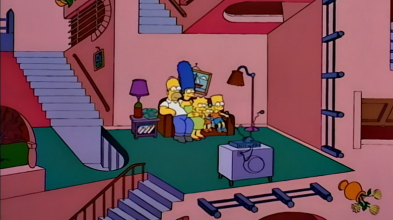 The Simpsons are in an MC Escher house in this couch gag