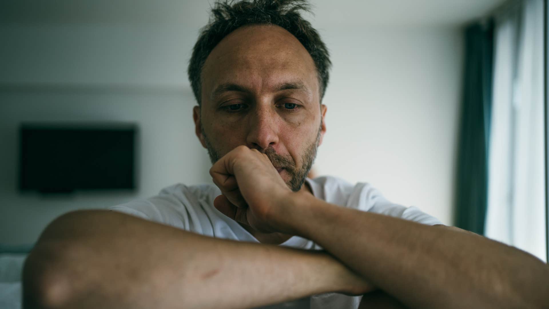 sad stressed man not feeling good enough