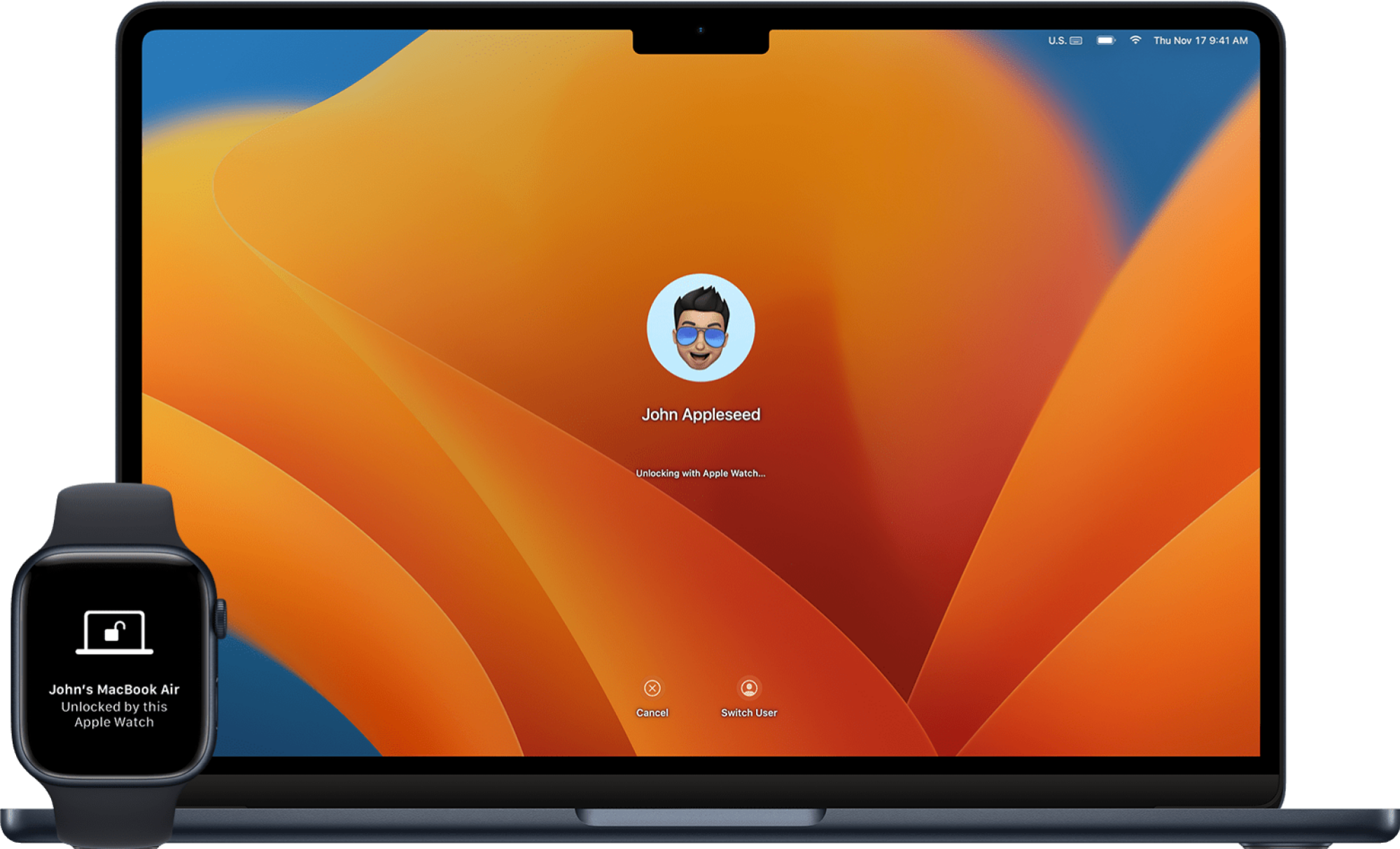 Unlocking Mac with Apple Watch.