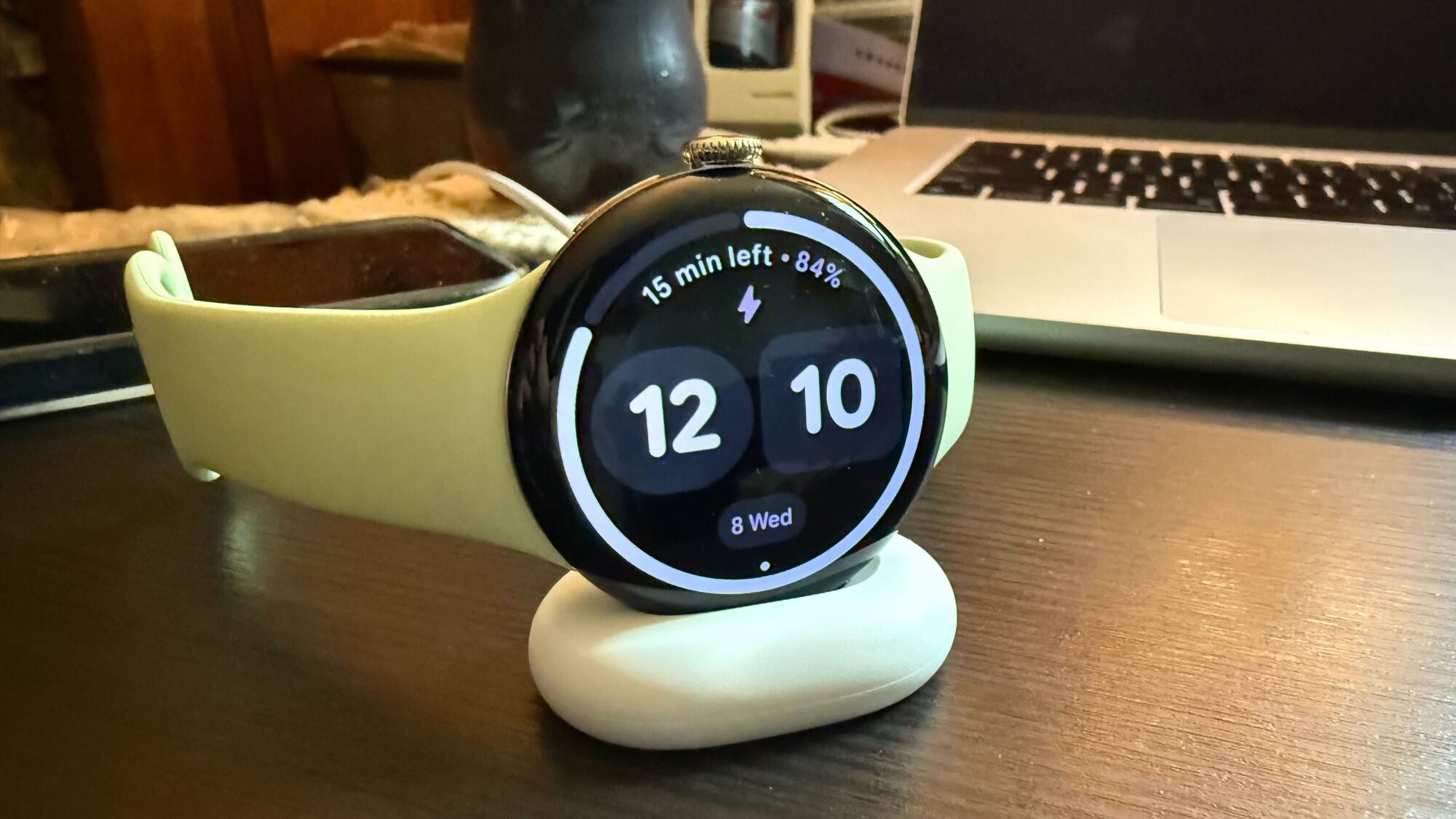 Pixel Watch 4 on charger
