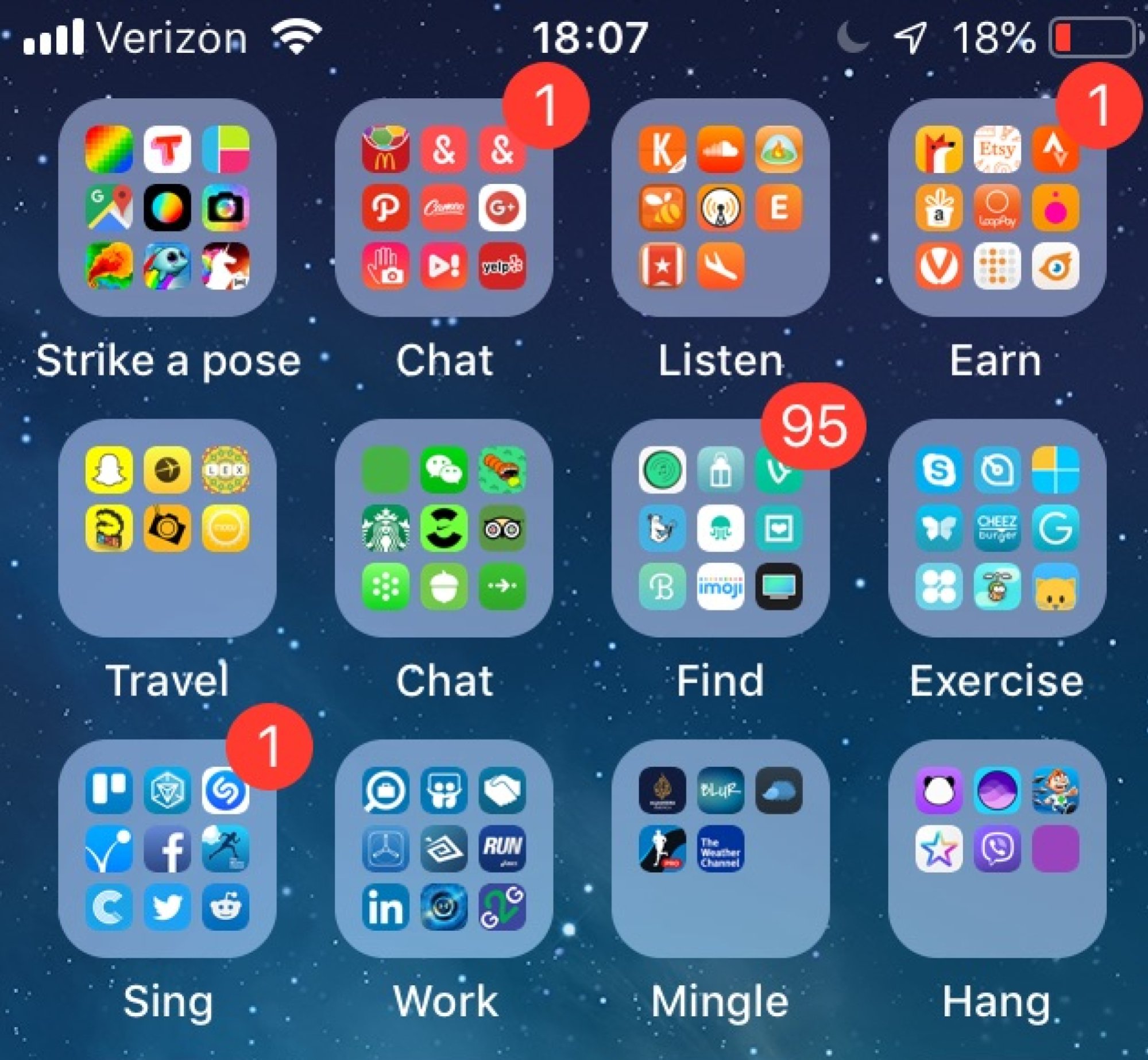 iPhone apps organized by verb.