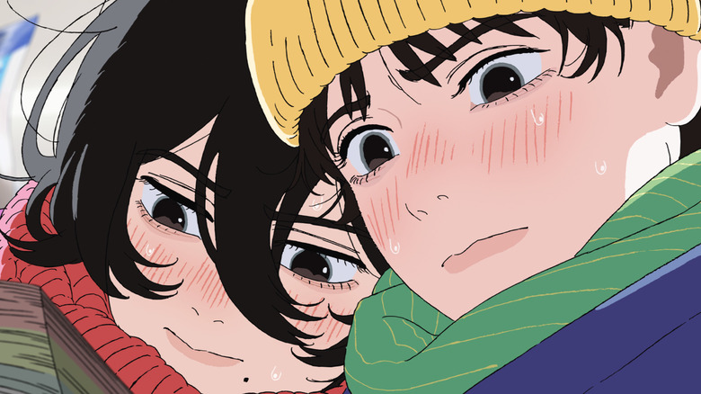 Kyomoto and Fujino look at some manga art in Look Back