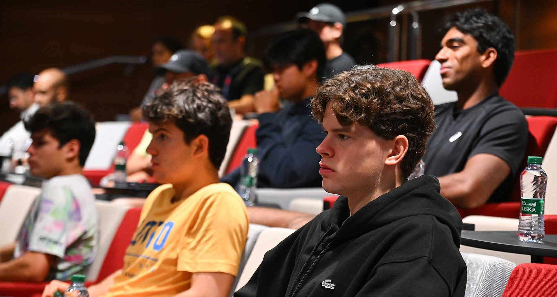 Next Gen ATP Finals presented by PIF players sit for their pre-tournament briefing Tuesday in Jeddah.