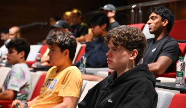 Next Gen ATP Finals presented by PIF players sit for their pre-tournament briefing Tuesday in Jeddah.