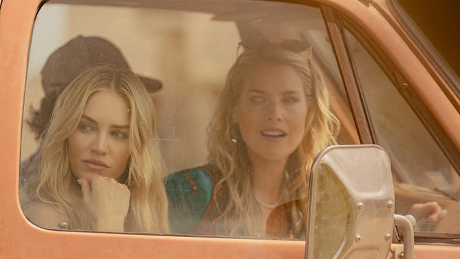 Ali Larter as Angela Norris and Michelle Randolph as Ainsley Norris in Landman episode 7, season 2, streaming on Paramount+. Photo Credit: Emerson Miller/Paramount+