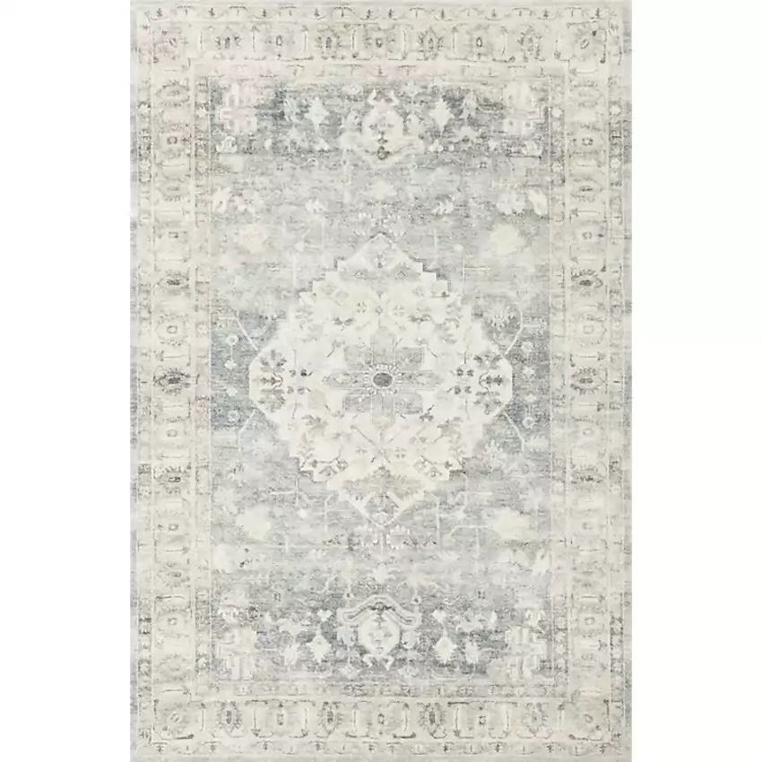 Loloi Denim Fog Rosette Traditional Area Rug