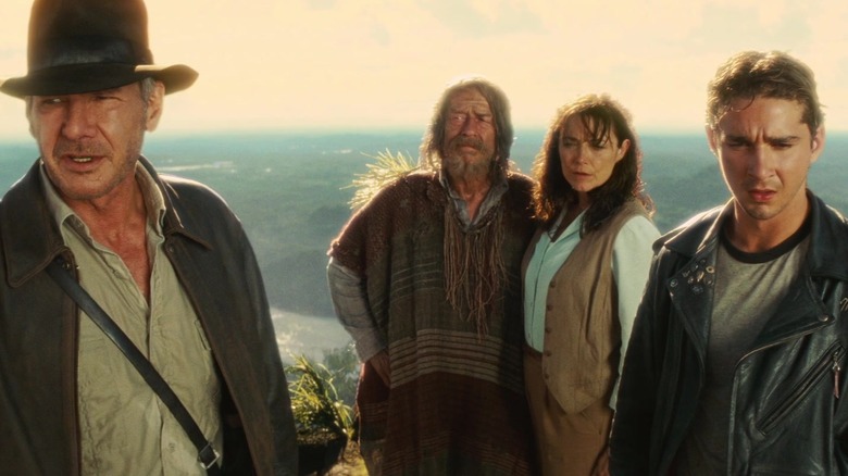 Indiana, Ox, Marion, and Mutt standing together in Indiana Jones and the Kingdom of the Crystal Skull