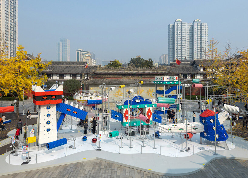 playful rolling ball installation by drawing architecture studio transforms chengdu plaza