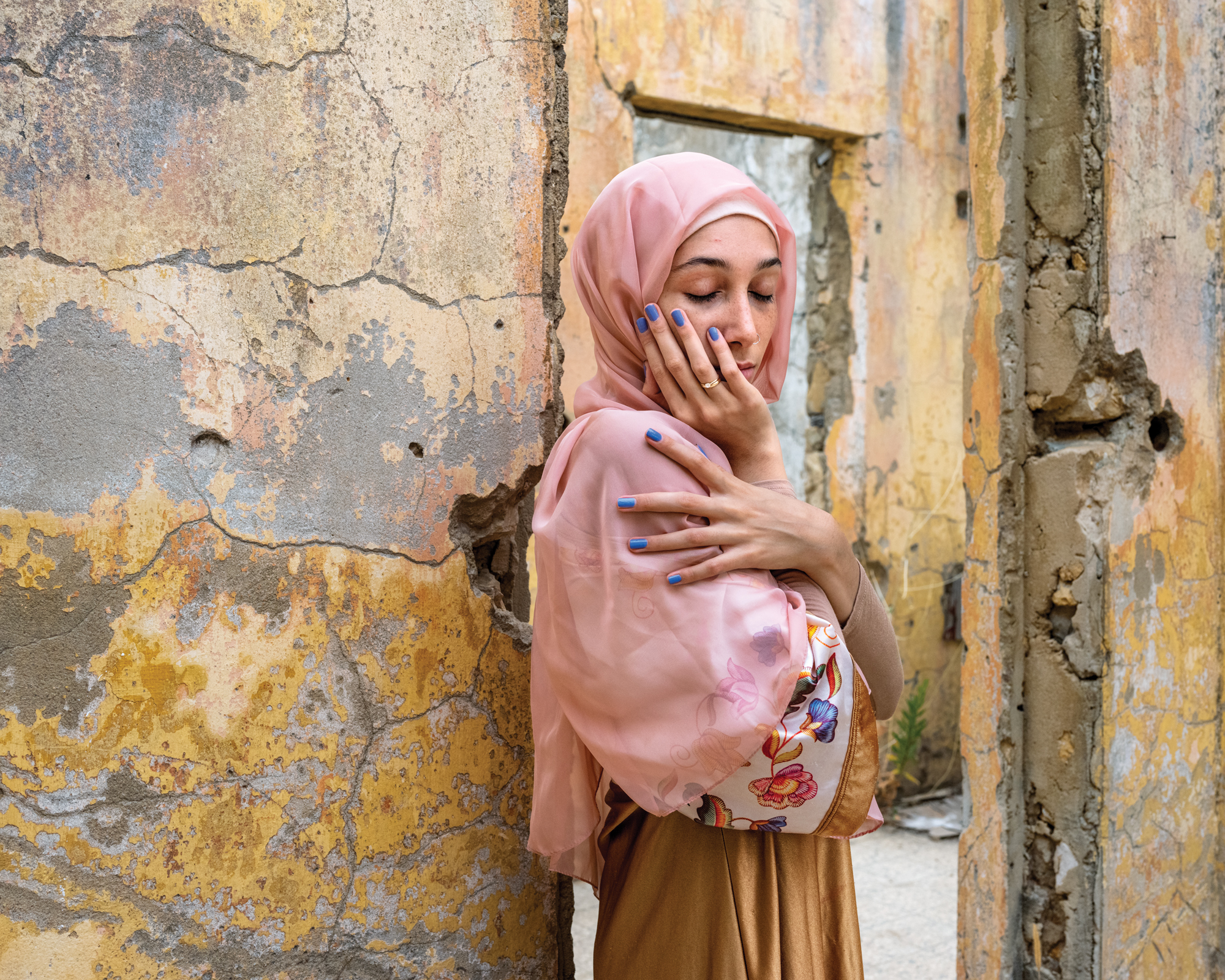 Fawzia (with her mother’s pink scarf), Bhamdoun, Lebanon, 2022.