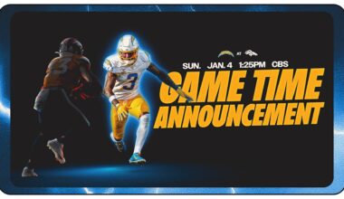 Chargers-Broncos Week 18 Game to be Sunday at 1:25 p.m. (PT)