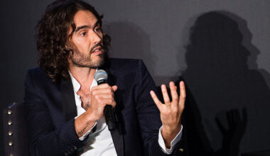 Russell Brand speaking at event