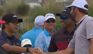 Charlie Woods meets Scottie Scheffler at Albany (X/Twitter)