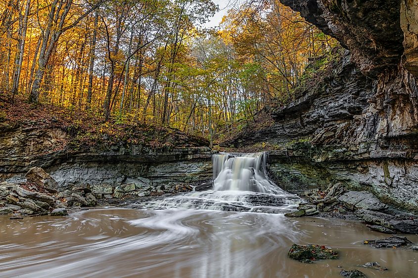 A beautiful waterfall in McCormick's Creek State Park, Indiana.