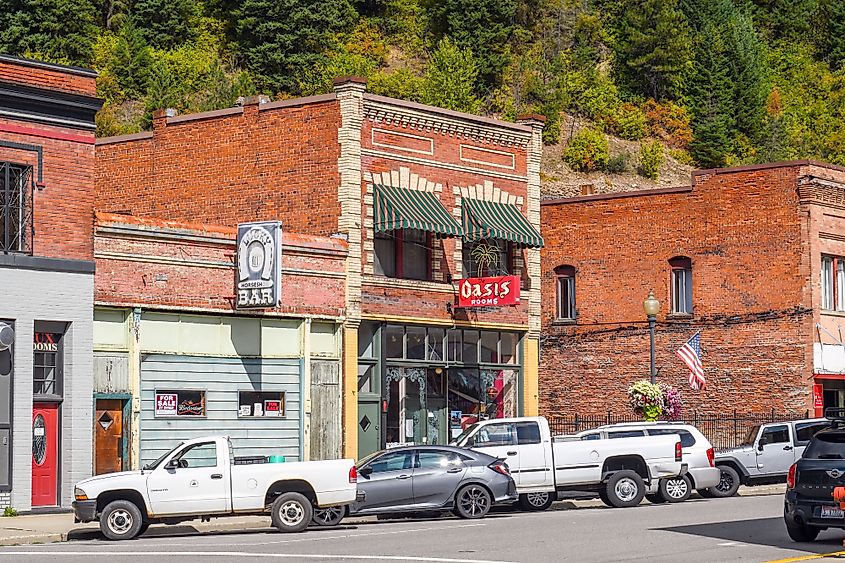 The Oasis and other historical buildings in Wallace, Idaho. 