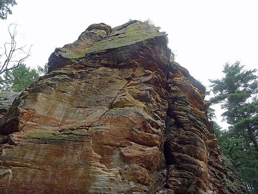 Rock formations in Roche-A-Cri State Park in Wisconsin.