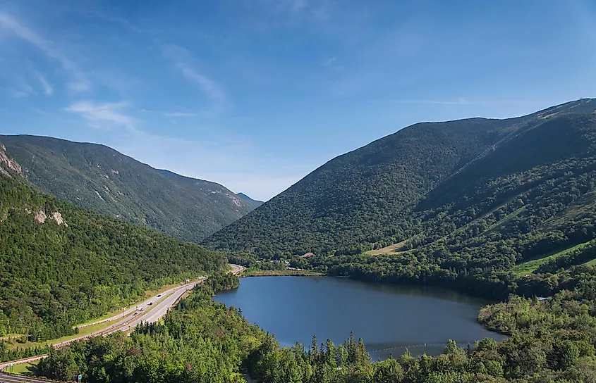 Echo Lake Surrounded by the White Mountains in New Hampshire