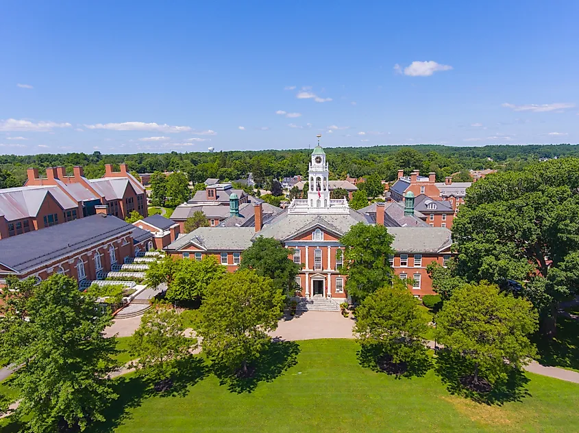 Aerial view of the Academy Building at Phillips Exeter Academy in Exeter, New Hampshire