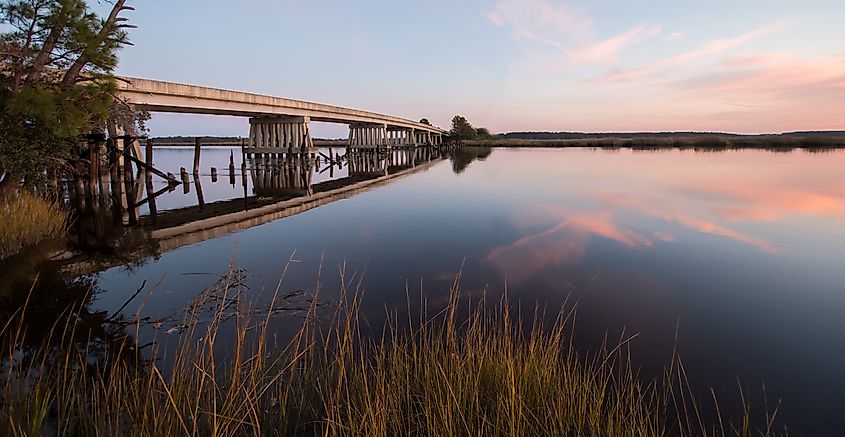 Sunset over Ashepoo River in Ace Basin South Carolina.