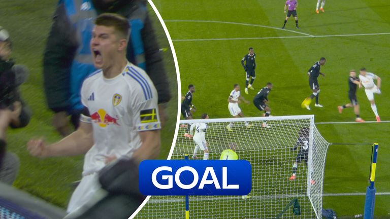  Jaka Bijol heads in for Leeds against Chelsea in the PL