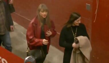 Taylor Swift Supports Travis Kelce in Red Bomber Jacket at Chiefs-Broncos Game on Christmas Day