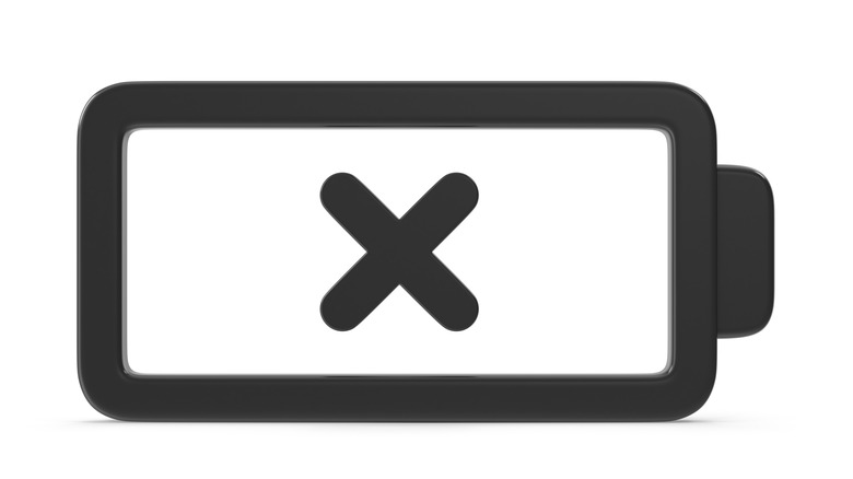 Battery icon with an X 