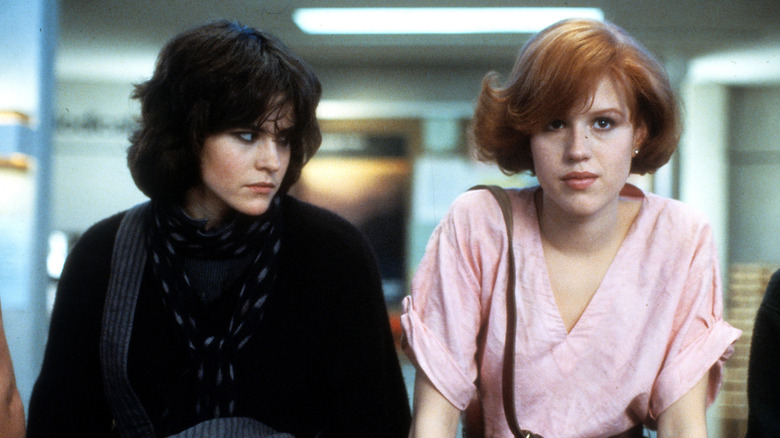 ally sheedy and molly ringwald in a still from the breakfast club