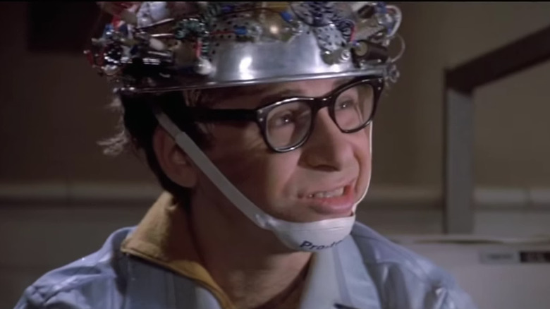Lewis Tully with a collendar on his head in Ghostbusters
