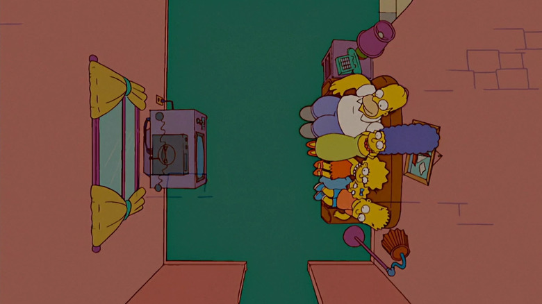 The Simpsons' living room zooms out in this couch gag