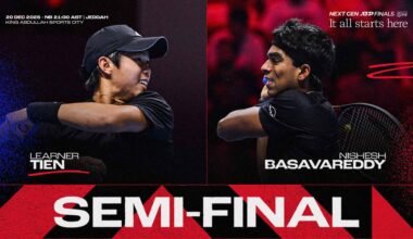 Learner Tien faces Nishesh Basavareddy in the semi-finals of the Next Gen ATP Finals presented by PIF.