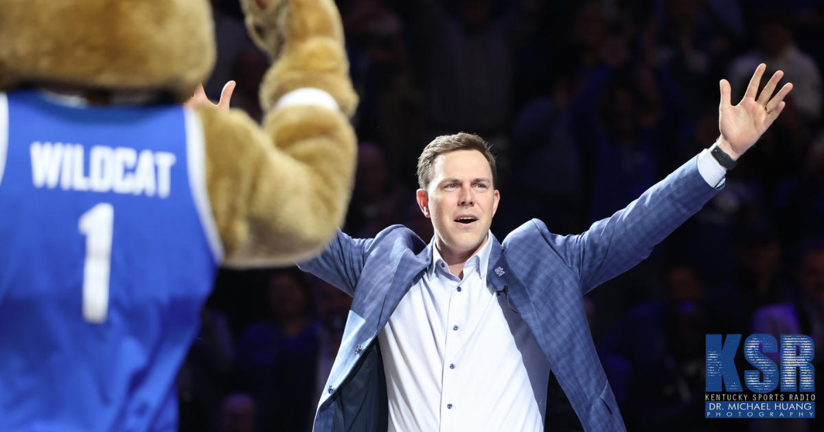 Will Stein is introduced as the new head football coach of the University of Kentucky on December 3, 2025 at Nutter Field House in Lexington, Ky. Photo by Crawford Ifland, Kentucky Sports Radio/On3