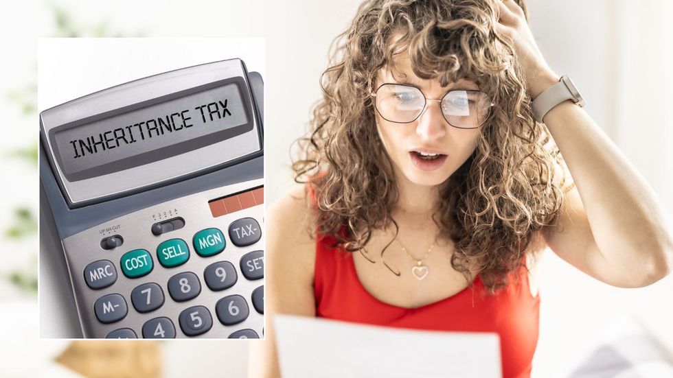 Woman looking at letter and inheritance tax calculator