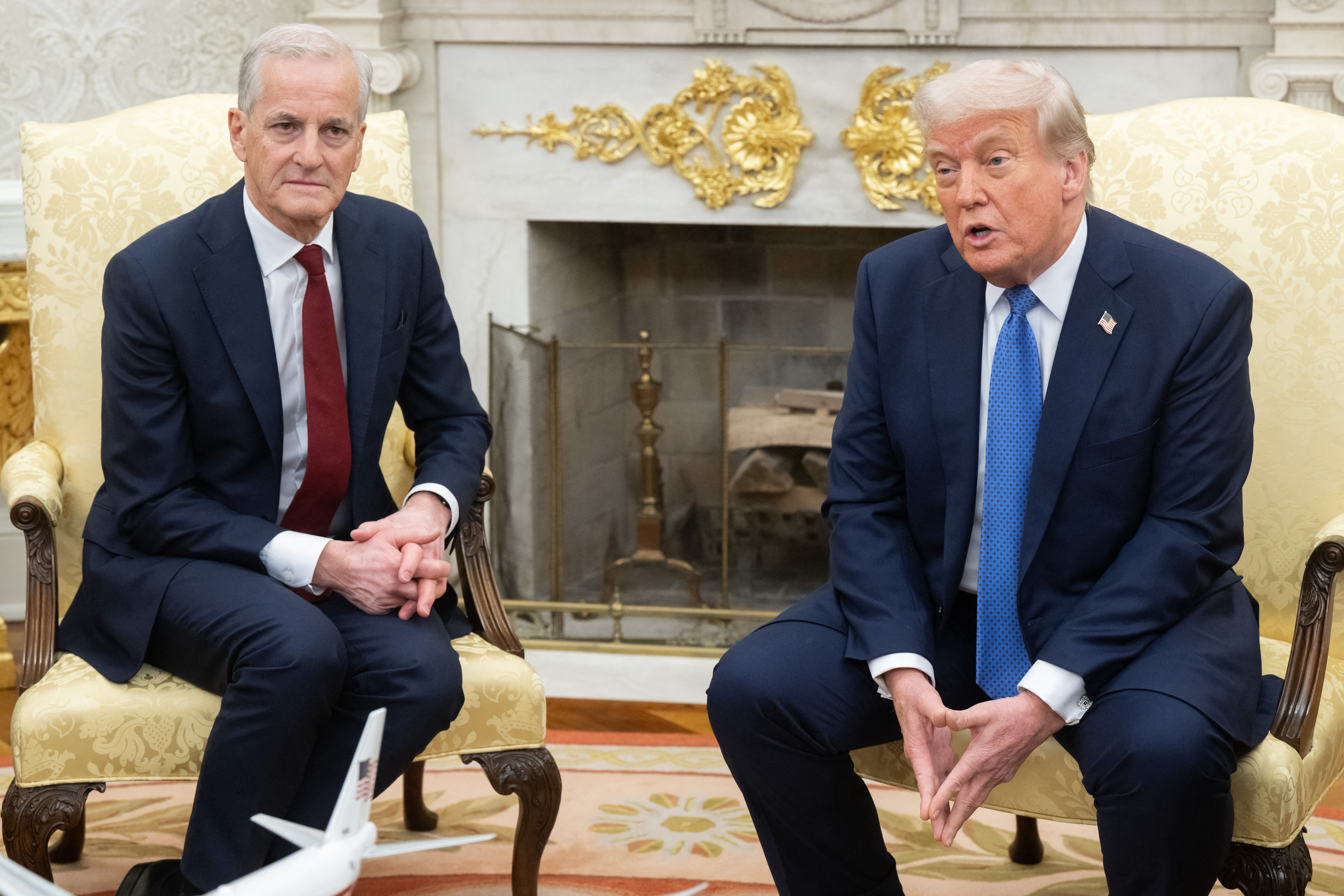 US President Donald Trump meeting with Norwegian Prime Minister Jonas Gahr Store.