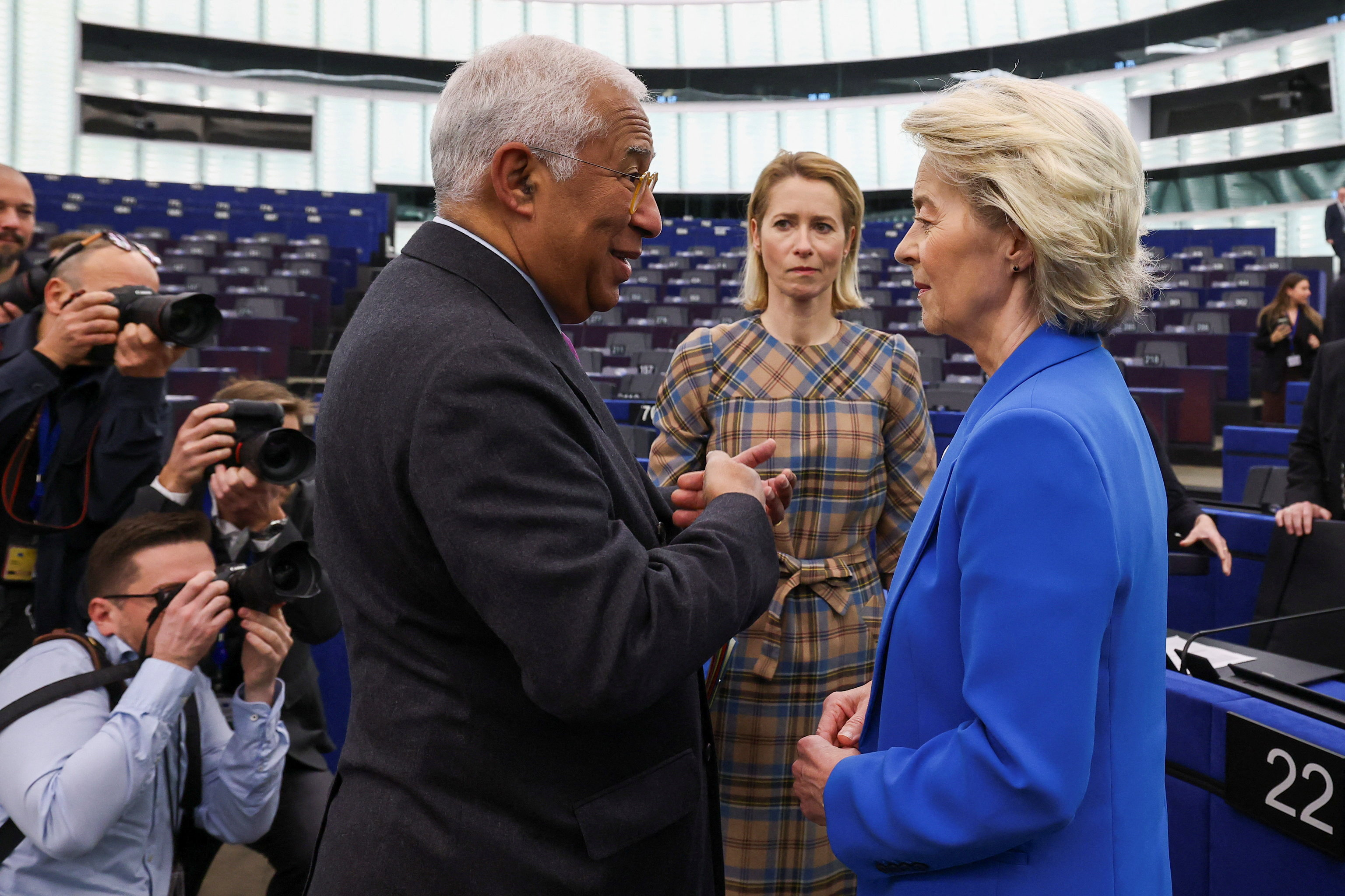 Antonio Costa with Ursula von der Leyen in Strasbourg, France, on Wednesday