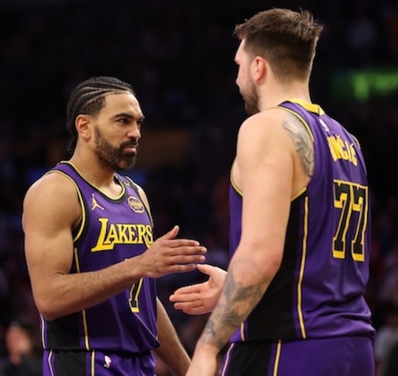 Gabe Vincent, left, and Luka Dončić both set up team-bonding events for the Los Angeles Lakers before the start of this season.