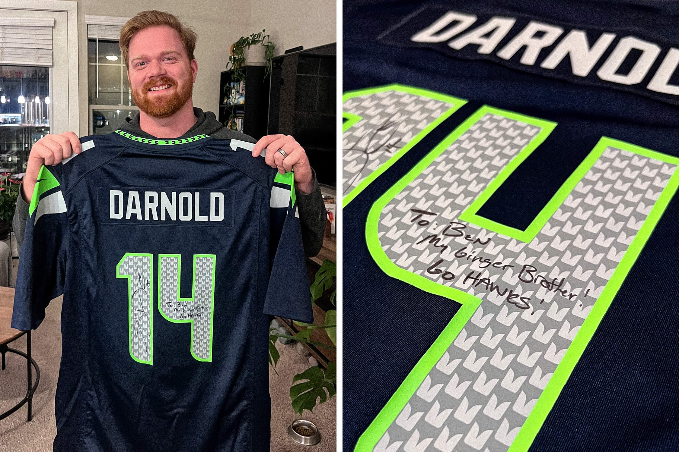 Ben Conklin recorded a good luck video for Sam Darnold and received an autographed jersey from the QB in exchange.