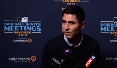 Dec 10, 2019; San Diego, CA, USA; San Diego Padres general manager A.J. Preller speaks to the media during the MLB Winter Meetings at Manchester Grand Hyatt. Mandatory Credit: Orlando Ramirez-USA TODAY Sport