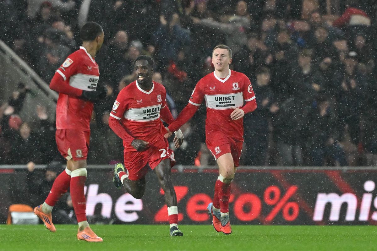 Middlesbrough's Matt Targett (right) celebrates scoring