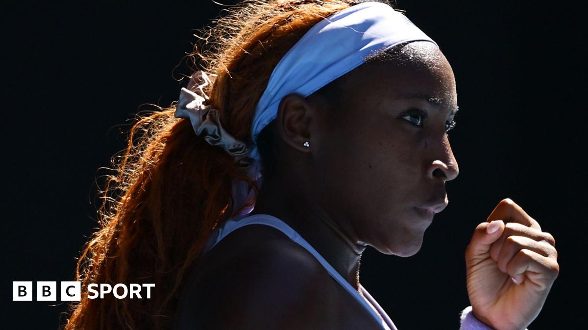 Coco Gauff celebrates winning a point at the Australian Open