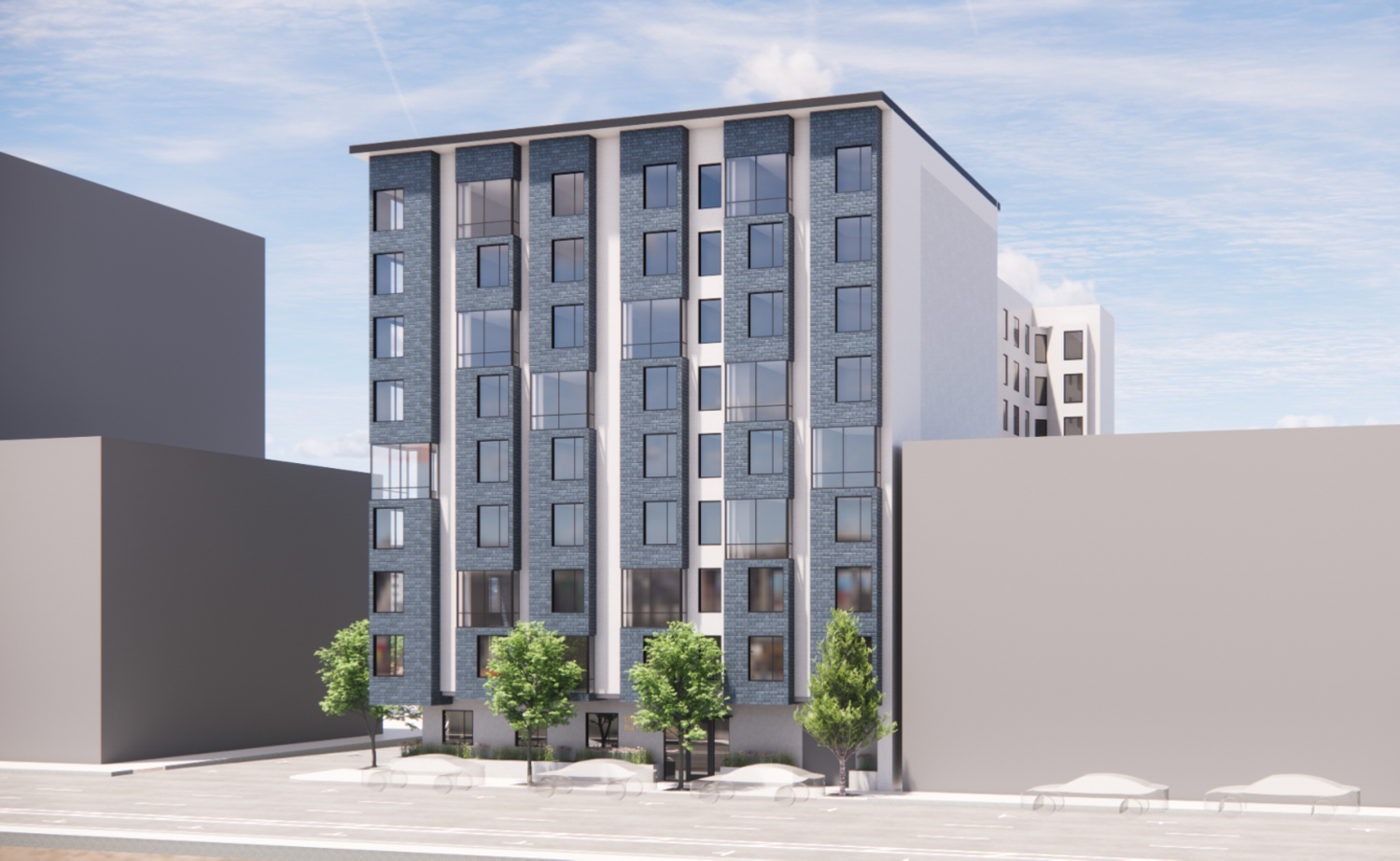 1025 Howard Street pedestrian view, rendering by Stanton Architecture