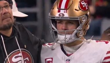 San Francisco quarterback Brock Purdy was seen crying on the sidelines on Saturday night