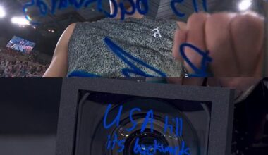 Pictured: The moment Ben Shelton wrote 'USA till its backwards' on a TV camera after winning his latest match at the Australian Open