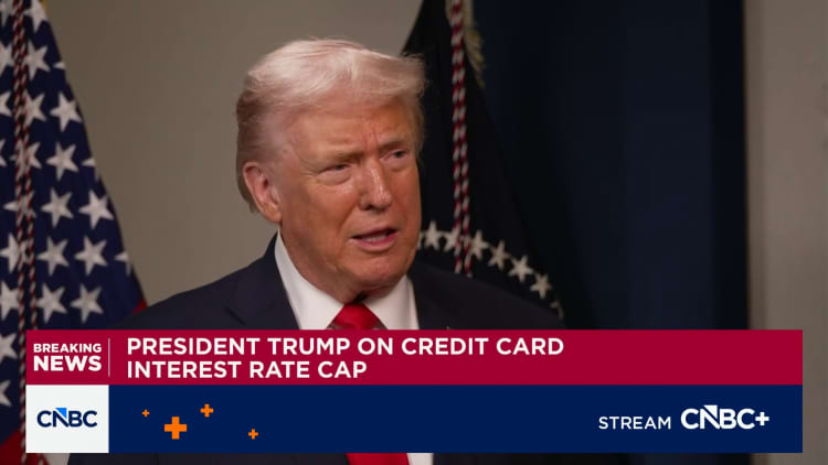 President Trump: I would like to see a one-year cap of 10% on credit card rates